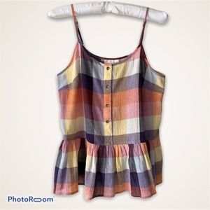 Universal Threads Orange Purple Plaid Tank Top S